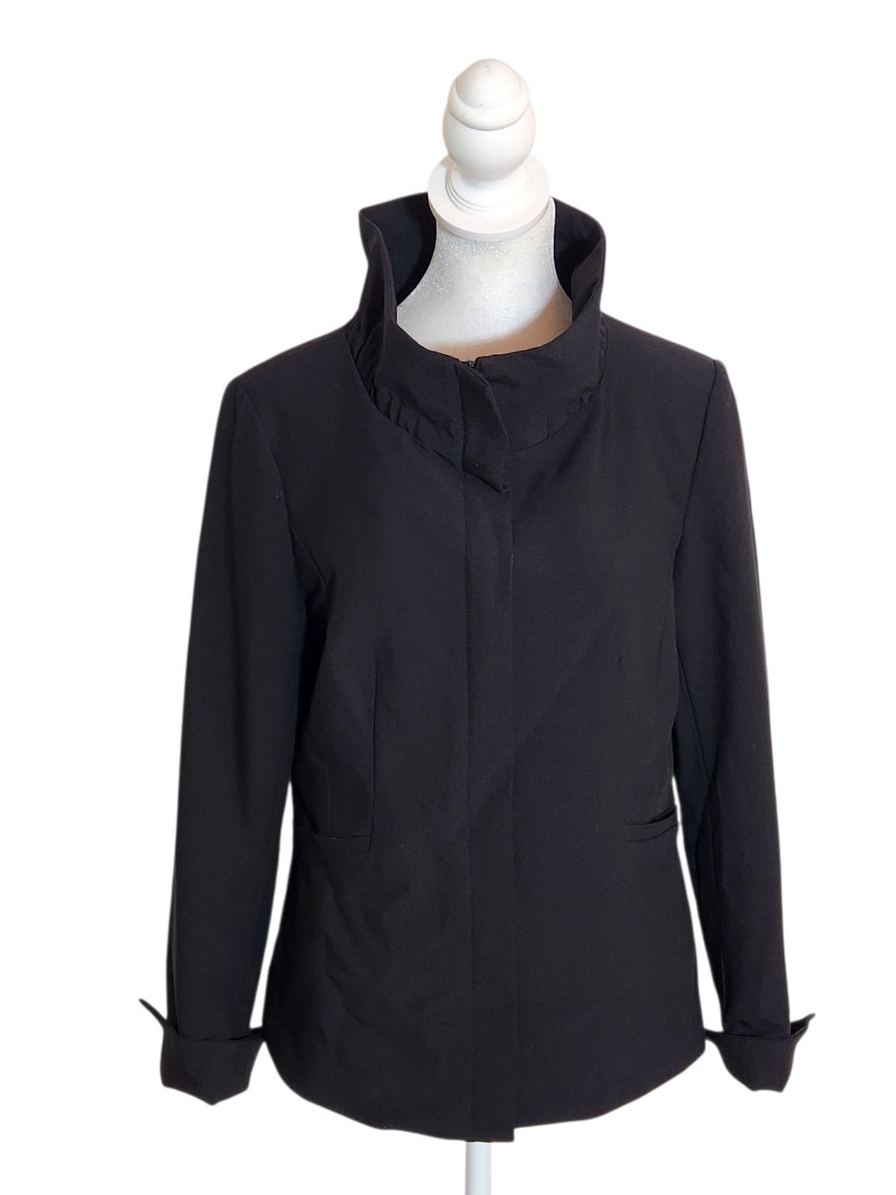 Randy Kemper Vintage Black Funnel Neck Zip Up Jacket Size 4